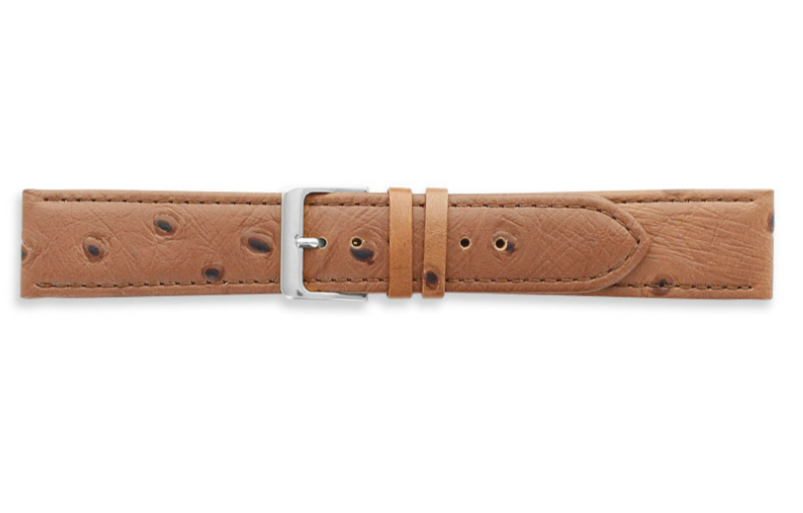Hochwertiges Uhrenarmband aus Rindsleder, Straußenimitat, Havanna