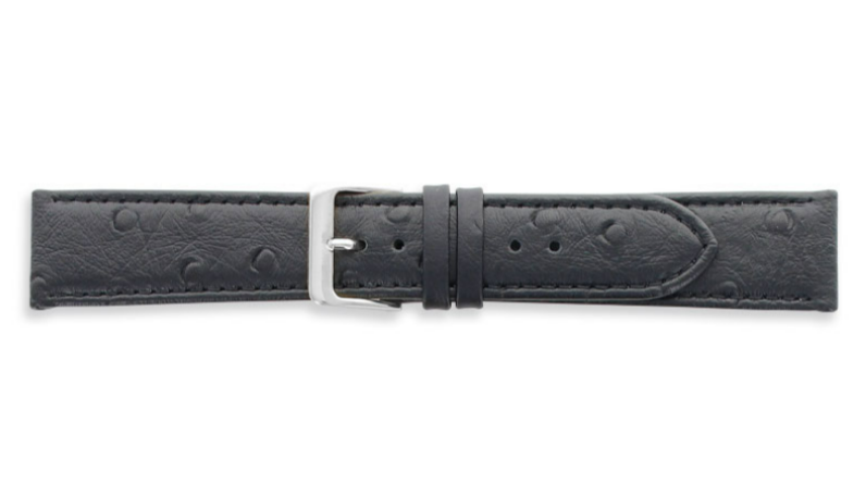 Hochwertiges Uhrenarmband aus Rindsleder, Straußenimitat, schwarz
