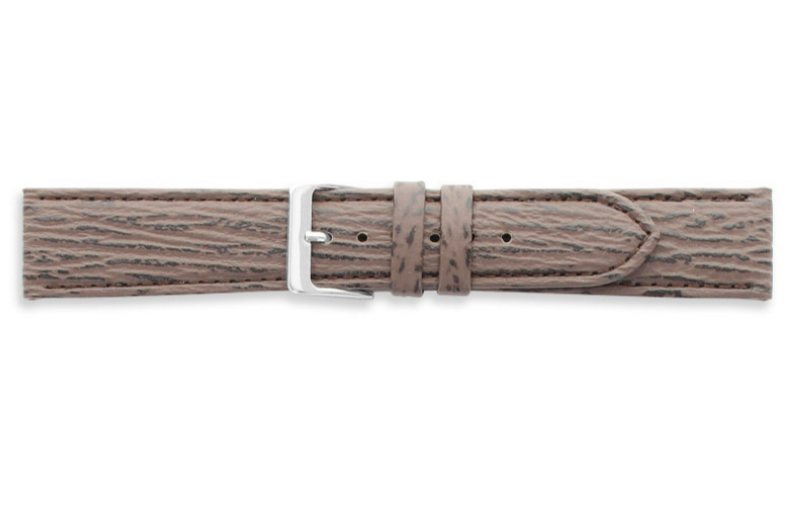 Bracelet montres cuir de requin pigmenté, couture ton sur ton, grège