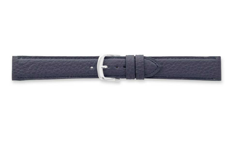 Bracelet de montres cuir de vachette qualité supérieure, aspect grainé, couture ton sur ton, bleu