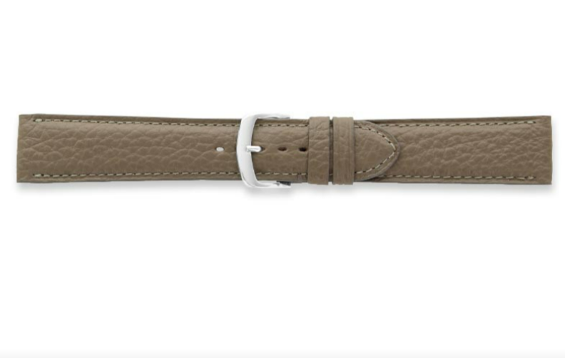Bracelet montres cuir de vachette qualité supérieure, aspect grainé, couture ton sur ton, kaki