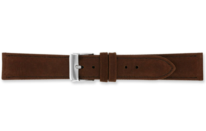 Bracelets de montres en cuir aspect velours, marron