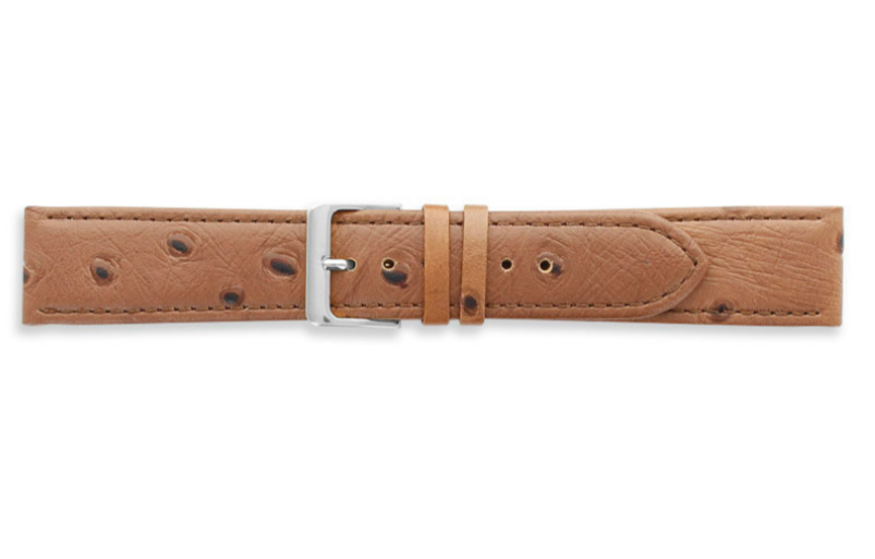 Superior quality cowhide leather watch strap, ostrich imitation, Havana