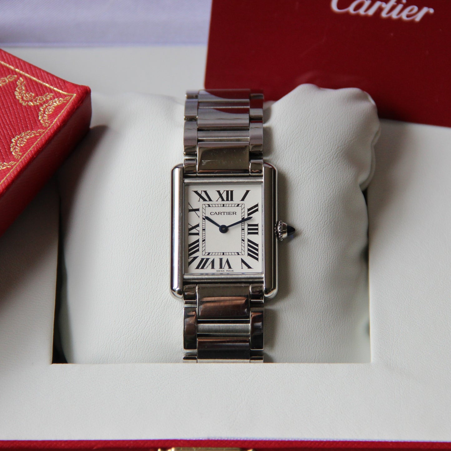 Cartier Tank Must Large Model Reference WSTA0052 Caliber 157 Full Set 2022 (Leather or steel strap of your choice)