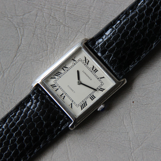 Longines Comet Tank Jumbo Stainless Steel 1970's with Box